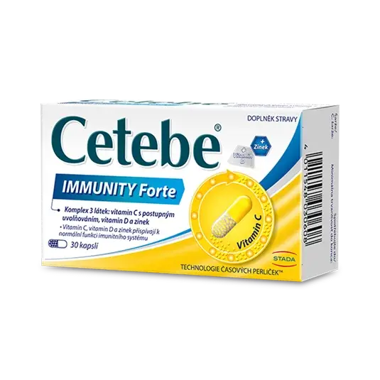 Cetebe IMMUNITY Forte, vitamin C s postupným uvolňováním, vitamin D a zinek 30 kapslí