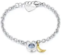 S'Agapõ Oceľový náramok s kryštálom a polmesiacom Lucky Light SKT14