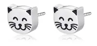 S'Agapõ Krásne oceľové náušnice Mačičky CLICK SCK154
