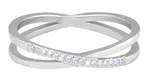 Troli Jemný dvojitý prsteň z ocele s čírymi zirkónmi Silver 59 mm