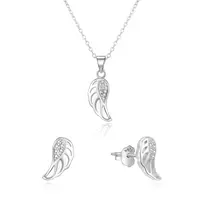 Beneto Set strieborných šperkov Anjelské krídla AGSET64RL (náušnice, retiazka, prívesok)