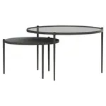 Novel SADA KONFERENČNÍCH STOLKŮ, šedá, černá, sklo, kov, 70/70/42 cm