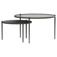 Novel SADA KONFERENČNÍCH STOLKŮ, šedá, černá, sklo, kov, 70/70/42 cm