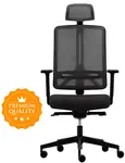 RIM Ergonomická kancelářská židle FLEXI FX 1104 černá s opěrkou hlavy, sezení 8+ hodin denně