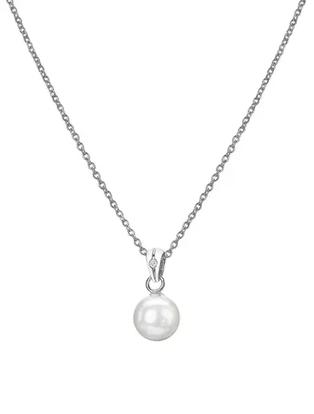 Hot Diamonds Půvabný stříbrný náhrdelník s diamantem a perličkou Diamond Amulets DP895 (řetízek, přívěsek)