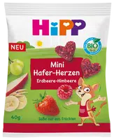 HIPP BIO Ovocno-obilná srdíčka Jahoda-Malina 40 g