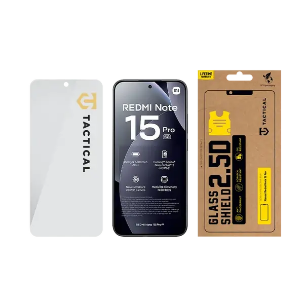 Tvrzené sklo Tactical Glass Shield 2.5D pro Xiaomi Redmi Note 15 Pro, transparentní