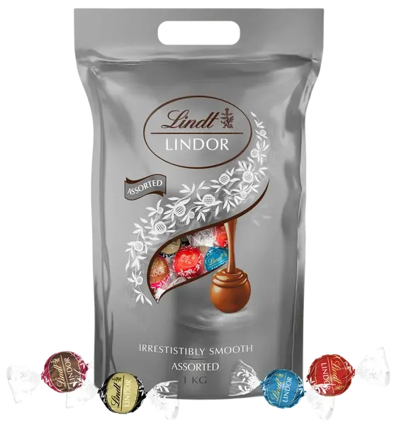LINDT Lindt Lindor čokoládové pralinky směs stříbrný mix 1000 g