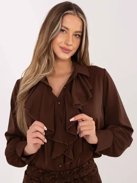 Hnědá halenka s volány