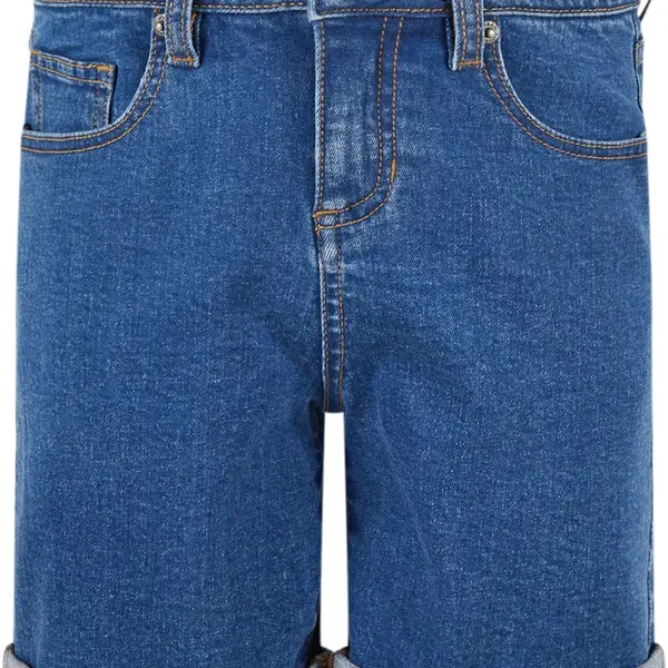 Girls' Organic Stretch Denim Shorts with 5 Pockets Blue
