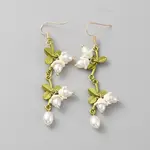 Plastic Pearl Beaded Flower of Life Dangle Earrings