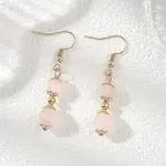Natural Rose Quartz Round Dangle Earrings