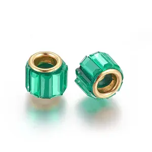 Brass Cubic Zirconia European Beads