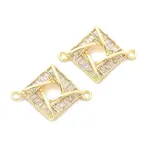 Brass Clear Cubic Zirconia Connector Charms