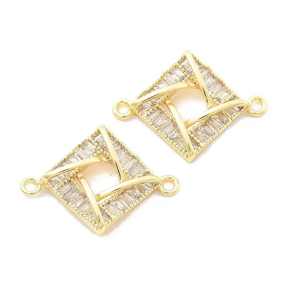 Brass Clear Cubic Zirconia Connector Charms