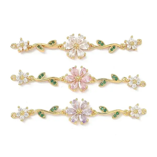 Brass Pave Cubic Zirconia Connector Charms