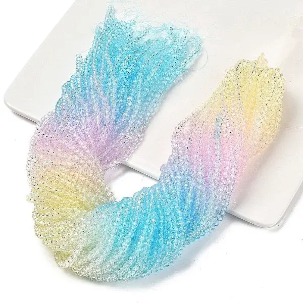 Transparent Painted Glass Beads Strands