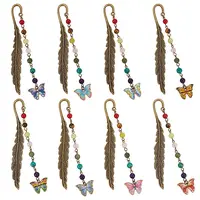 8Pcs 8 Styles Tibetan Style Alloy Hook Bookmarks