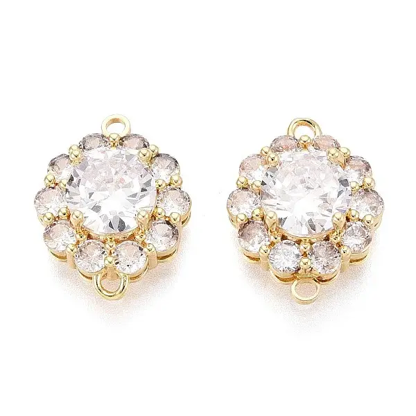 Brass Pave Clear Cubic Zirconia Connector Charms