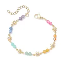 Natural Mixed Gemstone Beaded Link Chain Bracelets