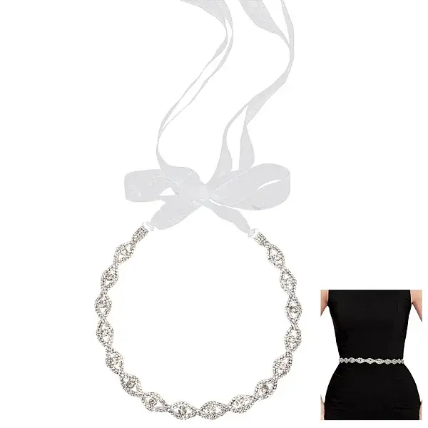 Metal Full Crystal Rhinestone Horse Eye Bridal Waist Belts for Wedding Dress