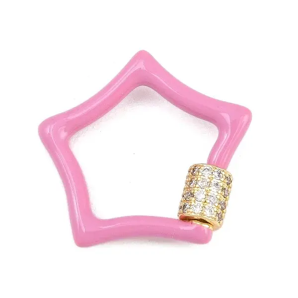 Star Brass Micro Pave Clear Cubic Zirconia Screw Carabiner Clasps