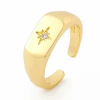 Clear Cubic Zirconia Star Signet Open Cuff Ring