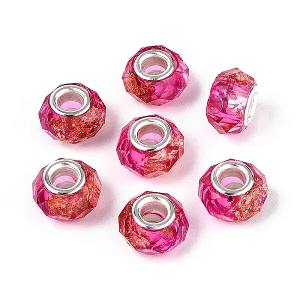 Transparent Resin Rondelle European Beads