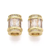 Brass Micro Pave Cubic Zirconia Beads