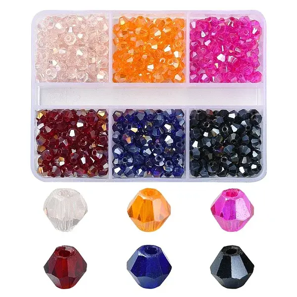 600Pcs 6 Styles Electroplate Glass Bead Strands