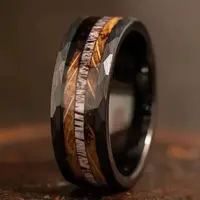304 Stainless Steel & Wood Finger Rings for Men