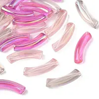 30Pcs 3 Colors UV Plating Transparent Rainbow Iridescent Acrylic Beads