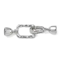 Rectangle Brass Micro Pave Clear Cubic Zirconia Fold Over Clasps