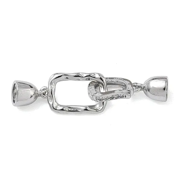 Rectangle Brass Micro Pave Clear Cubic Zirconia Fold Over Clasps