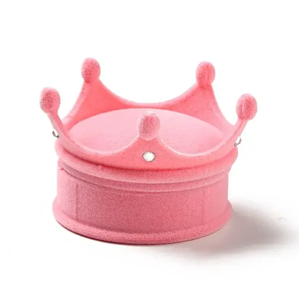 Flocking Plastic Crown Finger Ring Boxes