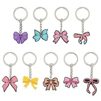 9Pcs 9 Styles PVC Plastic Bowknot Keychains