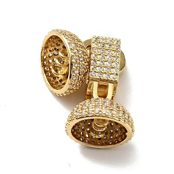 Brass Micro Pave Clear Cubic Zirconia Fold Over Clasps