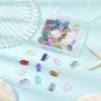 50Pcs 5 Colors Transparent Spray Painted Glass Beads