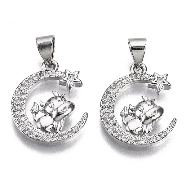 Brass Micro Pave Cubic Zirconia Pendants