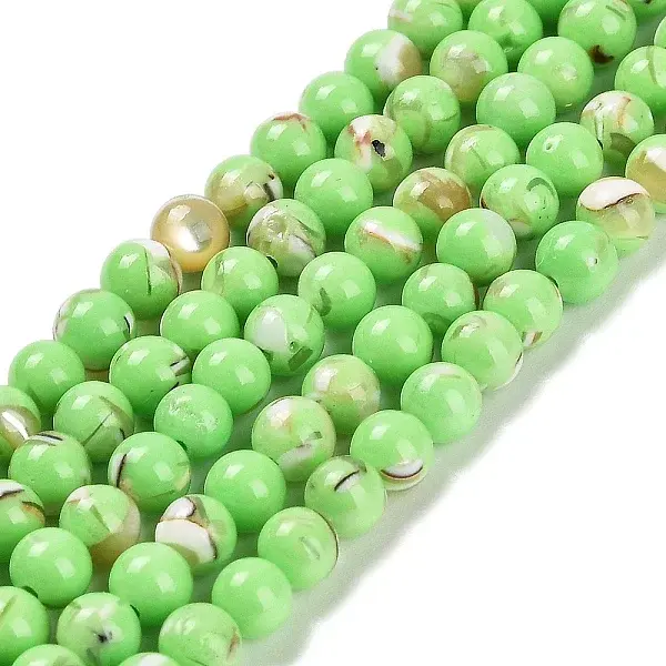 Assembled Synthetic Stone and Trochus Shell Beads Strands