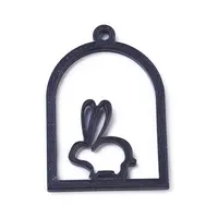 Acrylic Bunny Open Back Bezel Pendants