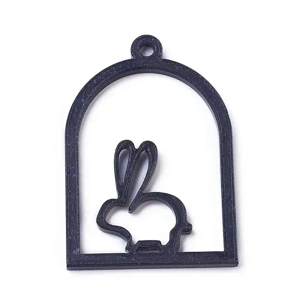 Acrylic Bunny Open Back Bezel Pendants