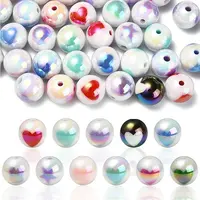 100Pcs Two Tone UV Plating Opaque Acrylic Beads