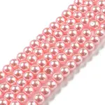 10 Strands Baking Painted Pearlized Glass Pearl Round Bead Strands
