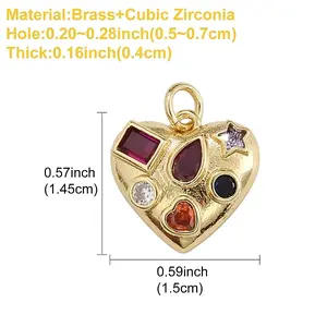 1Pc Brass Micro Pave Cubic Zirconia Pendants