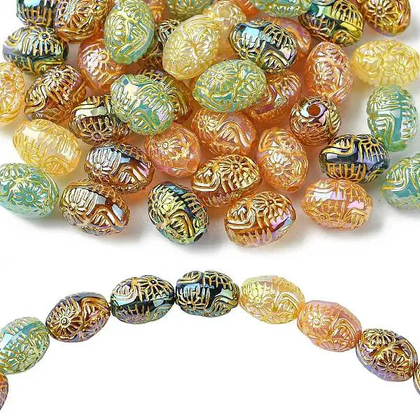 50Pcs Golden Metal Enlaced Opaque Acrylic Beads