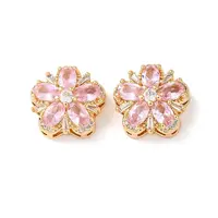 Brass Micro Pave Cubic Zirconia Beads