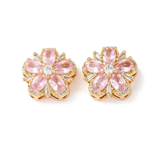 Brass Micro Pave Cubic Zirconia Beads