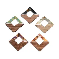 Opaque Resin & Walnut Wood Pendants