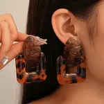 Alloy Resin Dangle Stud Earrings